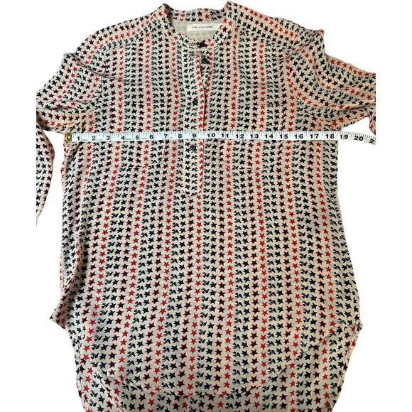 Isabel Marant Étoile Silk Blouse Red & Navy Star Dove Print – Size FR 42 / US 10 - Picture 6 of 8